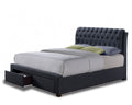 Valencia Charcoal Fabric King Size 2 Drawer Bed Frame
