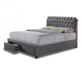 Valencia Grey Fabric King Size 2 Drawer Bed Frame