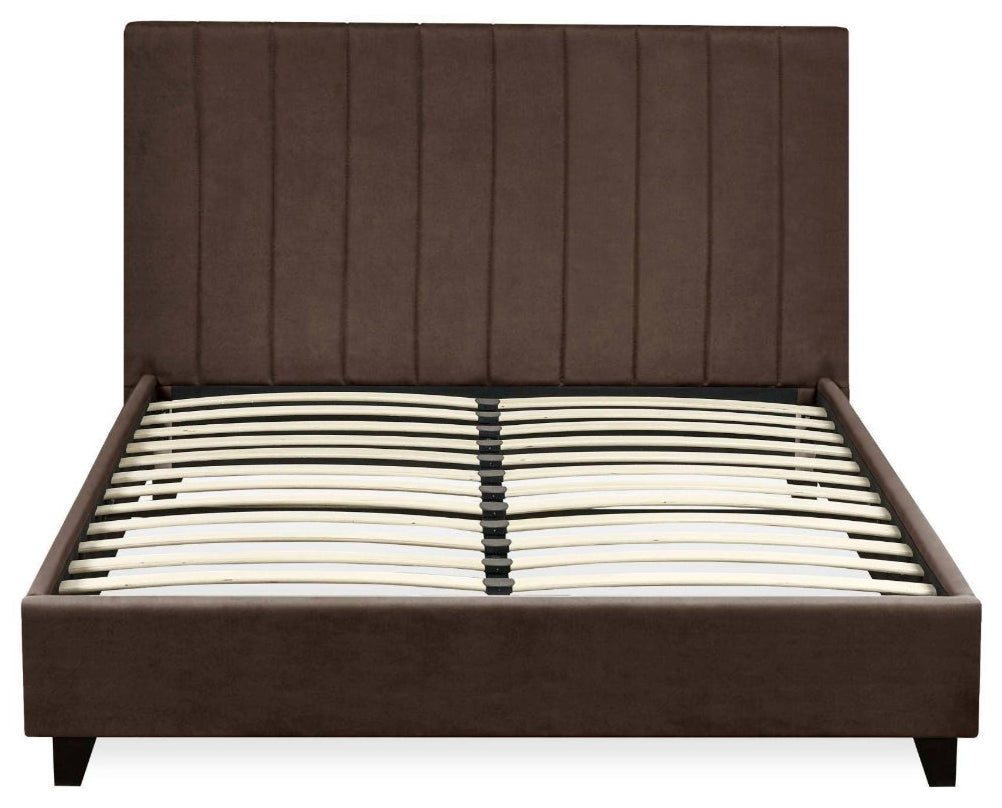 Ventanas Chocolate Velvet Double Bed Frame
