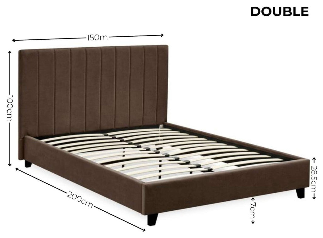 Ventanas Chocolate Velvet Double Bed Frame