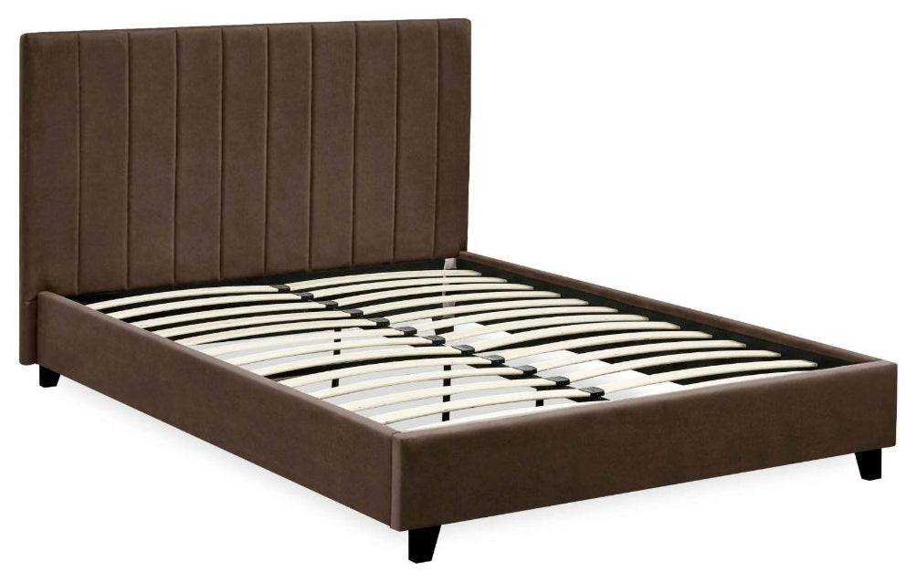 Ventanas Chocolate Velvet King Size Bed Frame