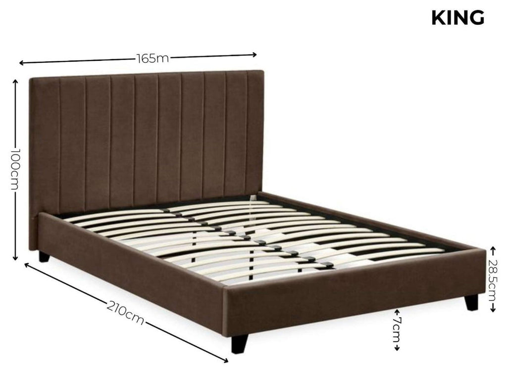 Ventanas Chocolate Velvet King Size Bed Frame
