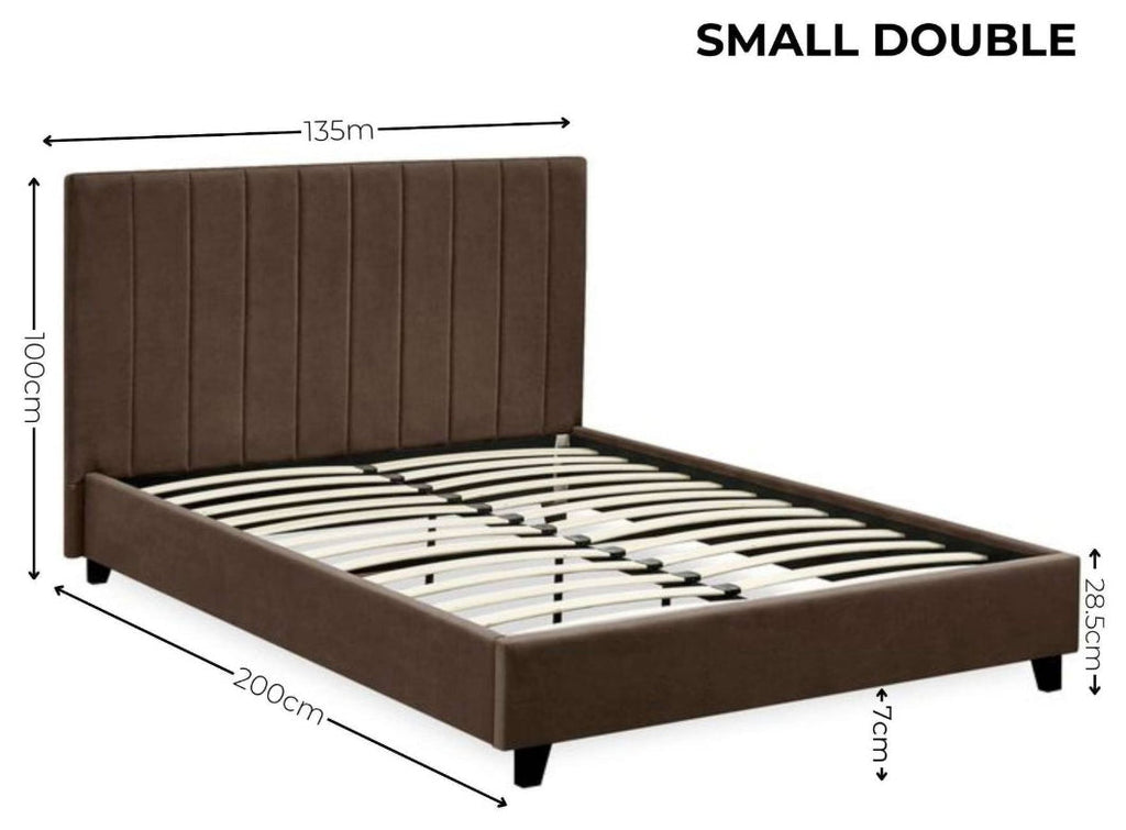 Ventanas Chocolate Velvet Small Double Bed Frame