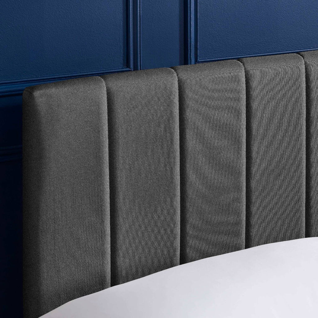 Ventanas Dark Grey Linen Double Bed Frame