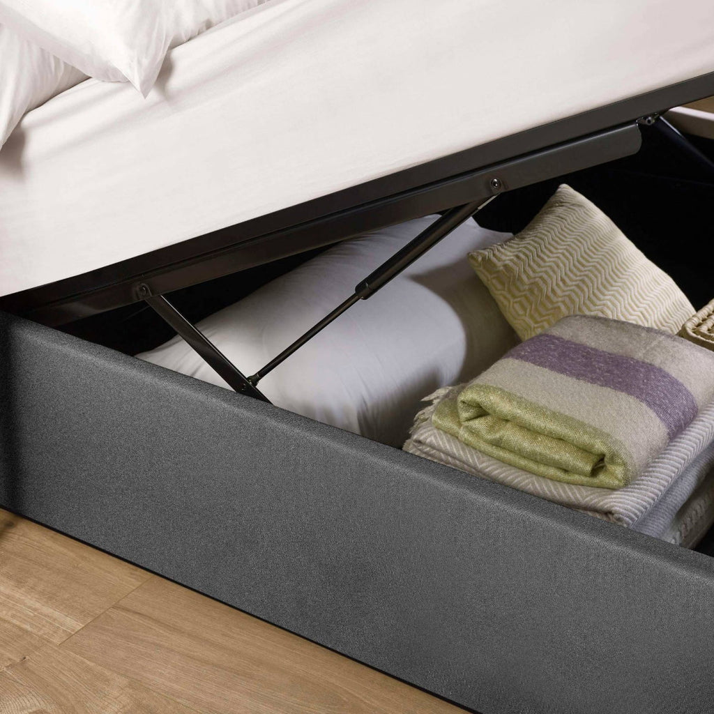 Ventanas Dark Grey Linen King Size Ottoman Bed