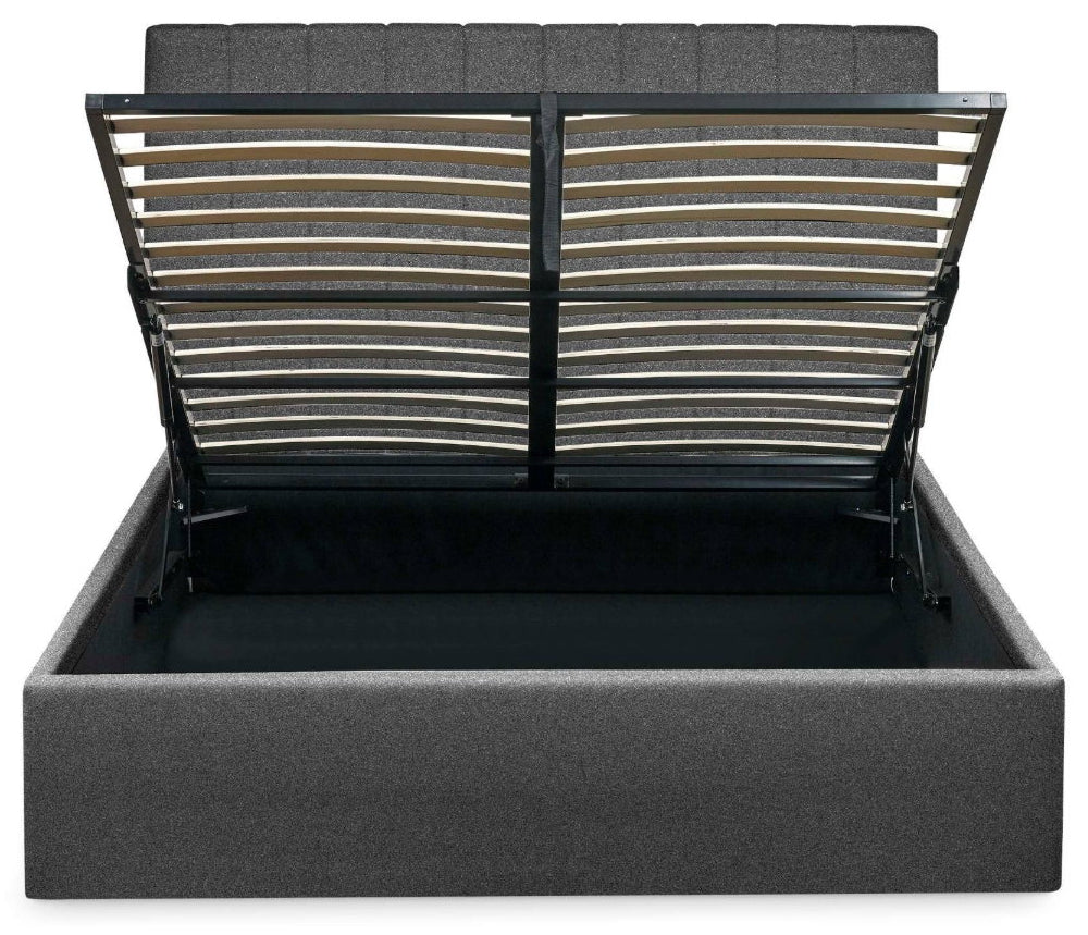 Ventanas Dark Grey Linen King Size Ottoman Bed