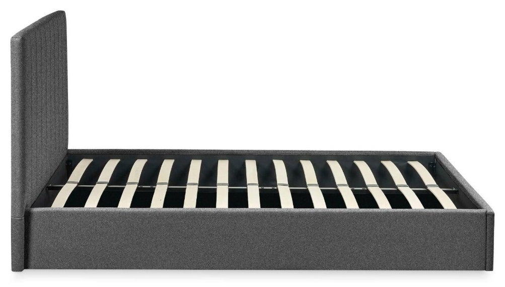 Ventanas Dark Grey Linen King Size Ottoman Bed