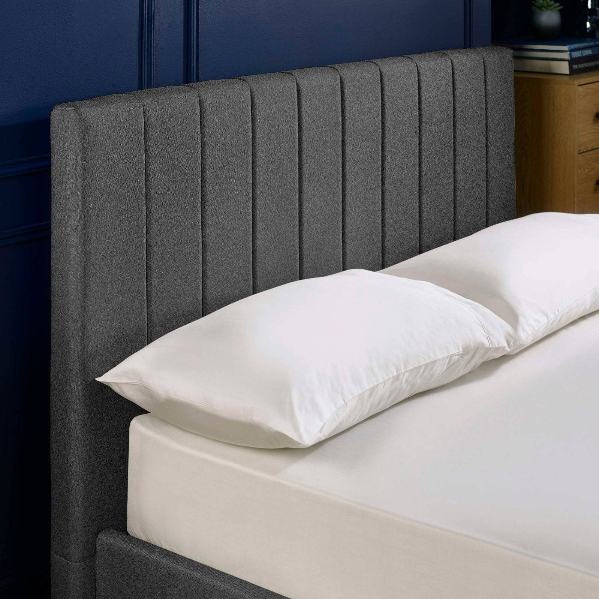 Ventanas Dark Grey Linen King Size Ottoman Bed
