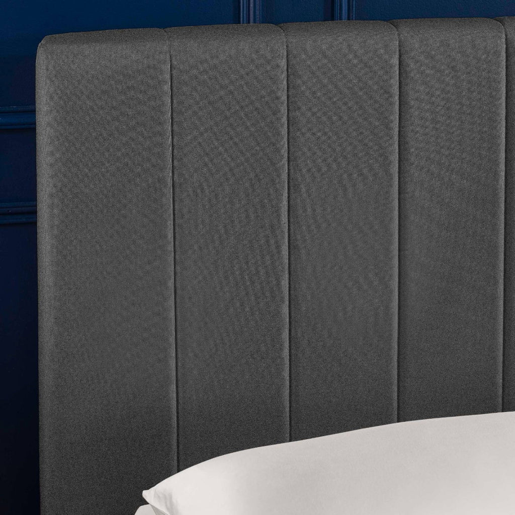 Ventanas Dark Grey Linen King Size Ottoman Bed