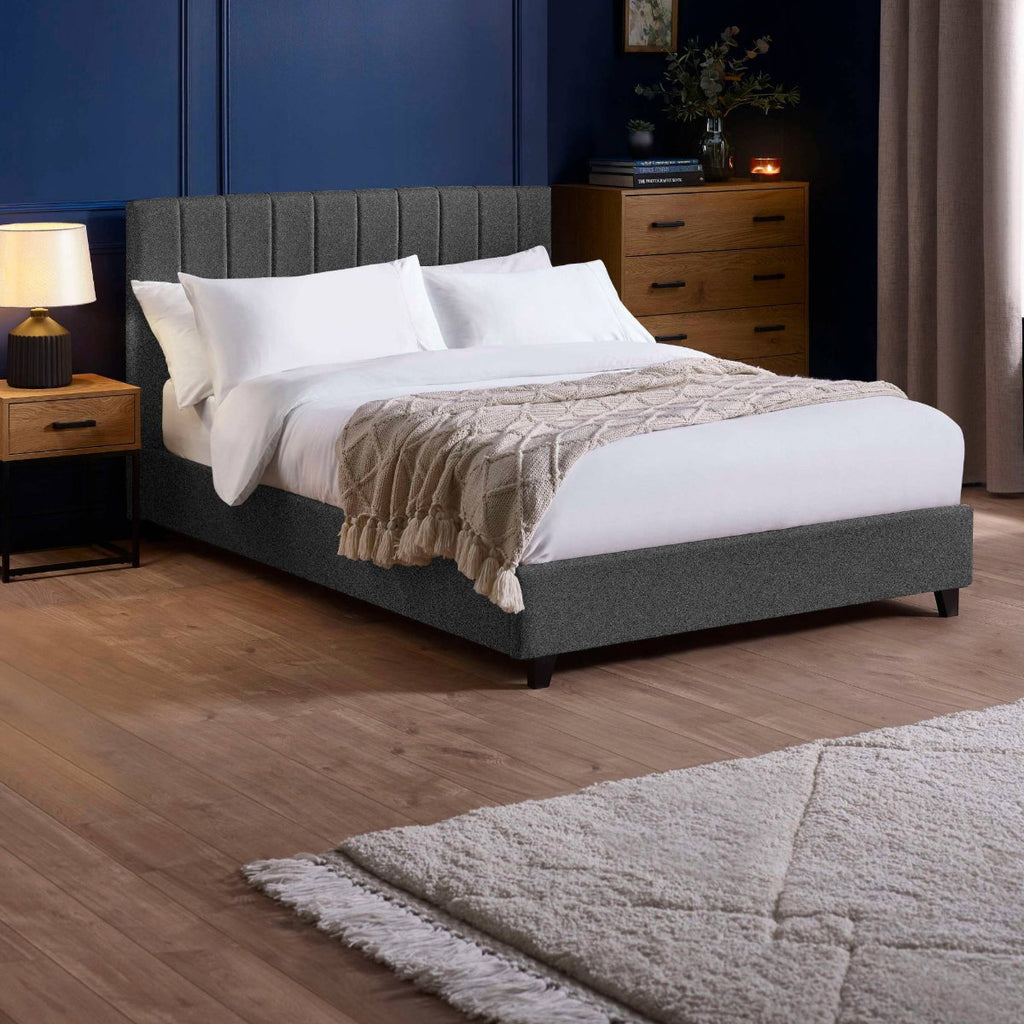 Ventanas Dark Grey Linen Small Double Bed Frame