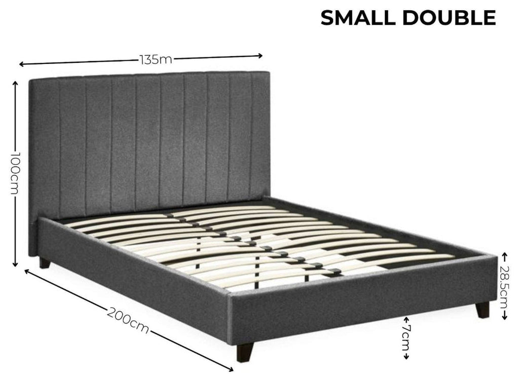 Ventanas Dark Grey Linen Small Double Bed Frame