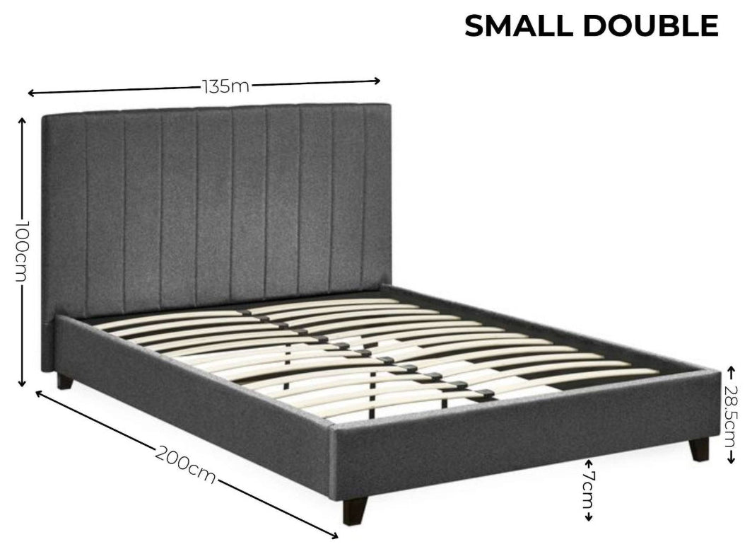 Ventanas Dark Grey Linen Small Double Bed Frame