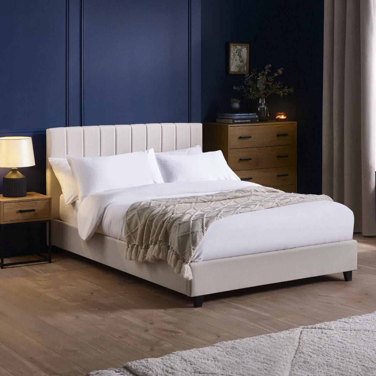 Ventanas Oatmeal Linen Double Bed Frame