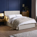 Ventanas Oatmeal Linen Double Ottoman Bed