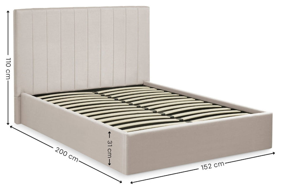 Ventanas Oatmeal Linen Double Ottoman Bed