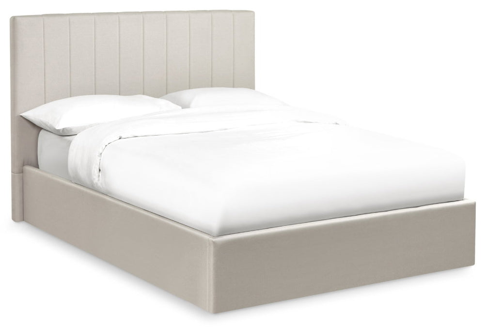 Ventanas Oatmeal Linen Double Ottoman Bed