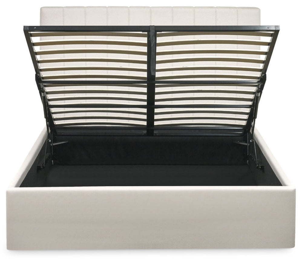 Ventanas Oatmeal Linen Double Ottoman Bed