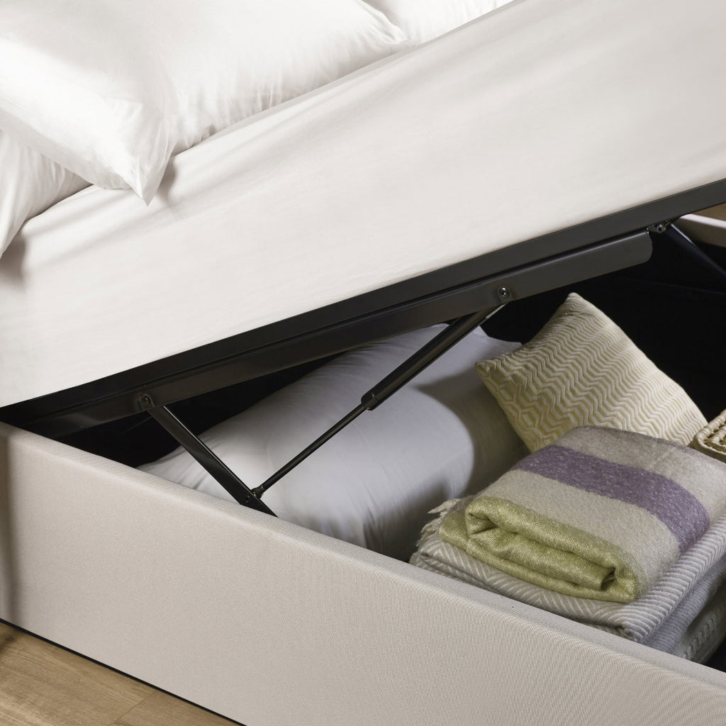 Ventanas Oatmeal Linen King Size Ottoman Bed
