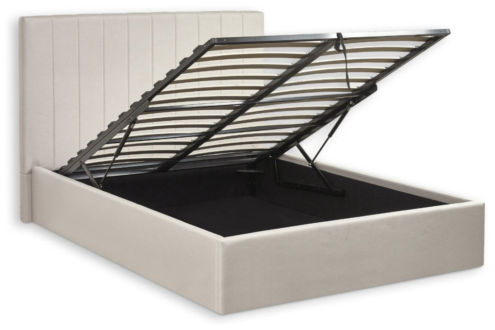 Ventanas Oatmeal Linen King Size Ottoman Bed