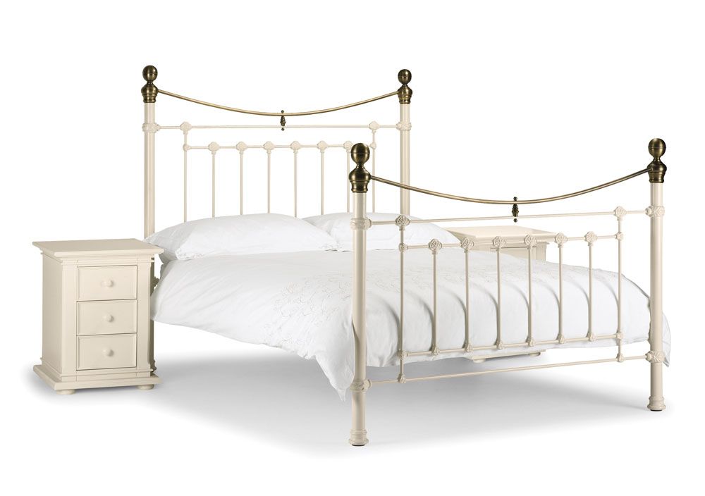 Vicky Stone White King Size Bed Frame