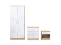 Daytona Oak And White High Gloss Trio Bedroom Set