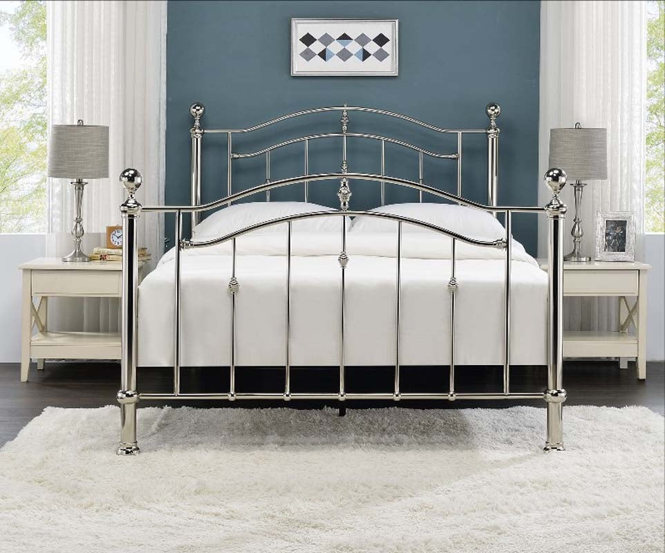 Callipso Chrome Dual Finial King Size Bed Frame