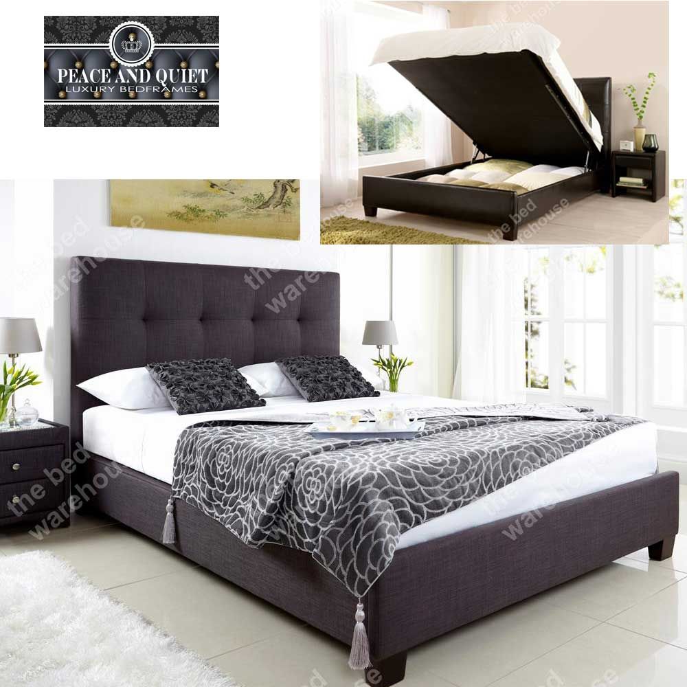 Walker Slate Fabric King Size Ottoman Storage Bed Frame