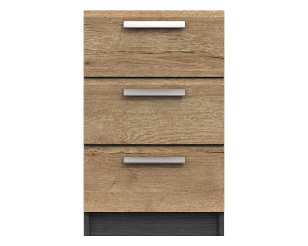 Waterford Graphite And Oak 3 Drawer Bedside