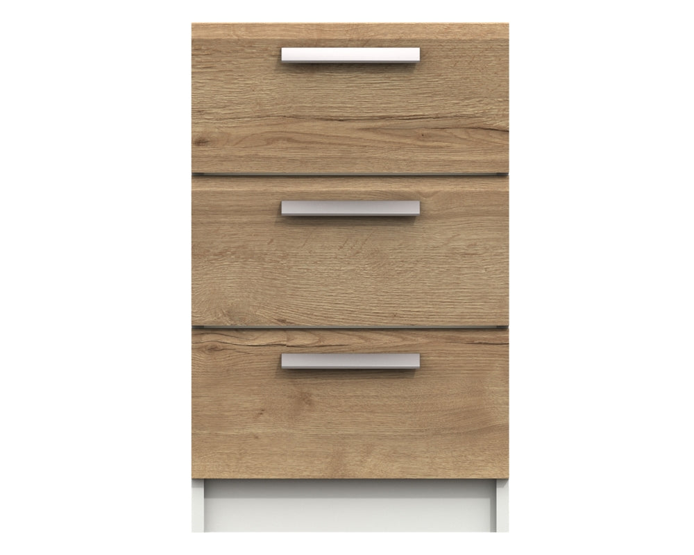 Waterford White And Oak 3 Drawer Bedside