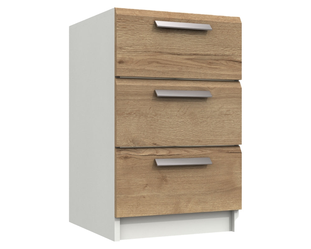 Waterford White And Oak 3 Drawer Bedside