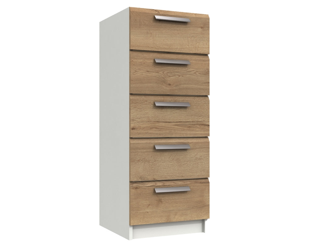 Waterford White And Oak 5 Drawer Tallboy