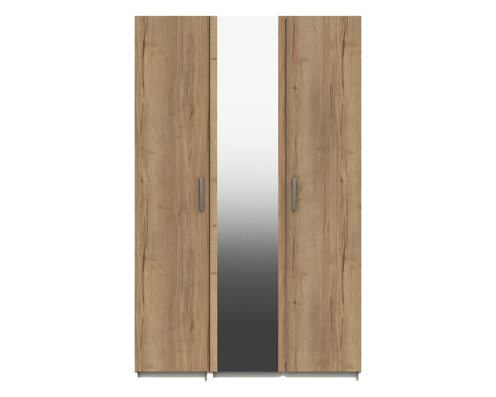 Waterford White And Oak 3 Door Wardrobe With Mirror