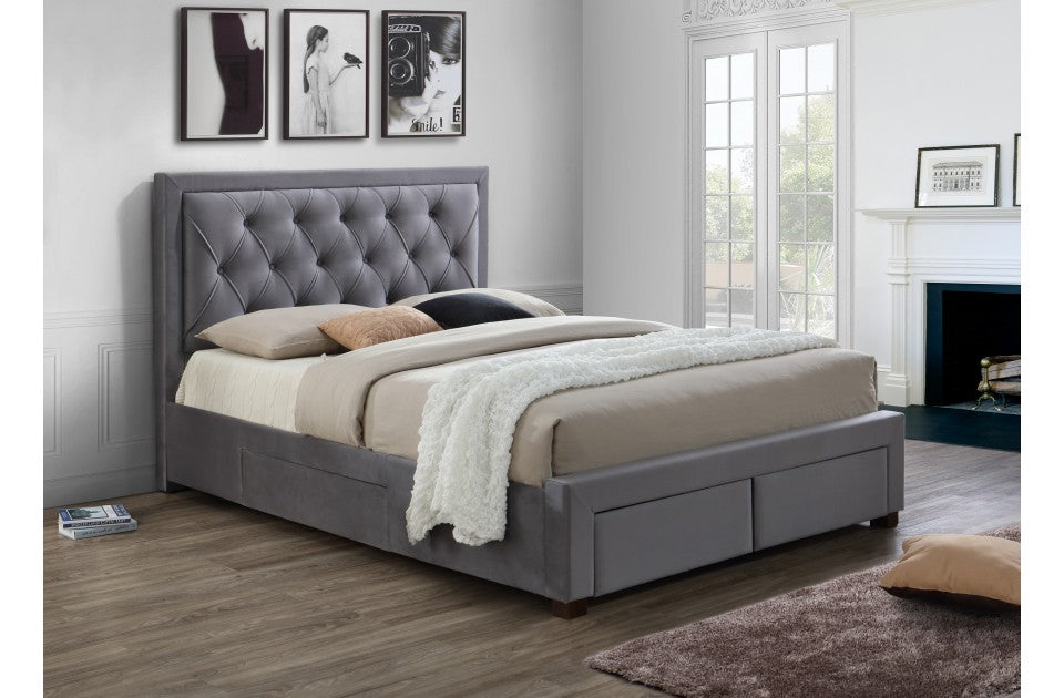 Woodleigh Grey Four Drawer Kingsize Bed Frame