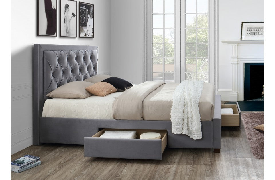 Woodleigh Grey Four Drawer Super Kingsize Bed Frame