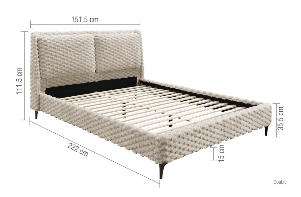 Weave Faux Fur Double Bed Frame dimensions