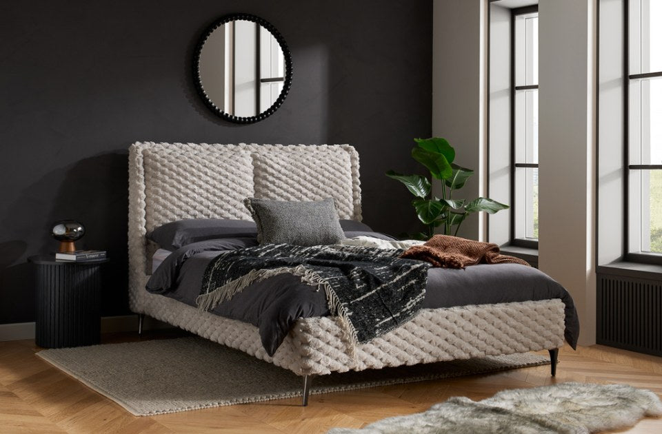 Weave Faux Fur Bed Frame in a bedroom