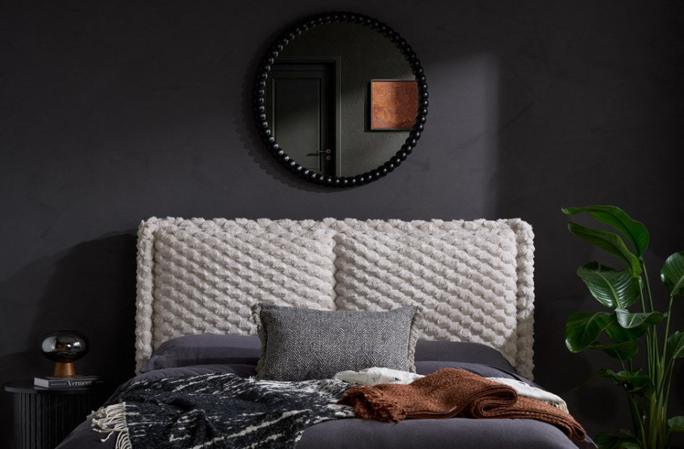 Weave Faux Fur Bed Frame styled