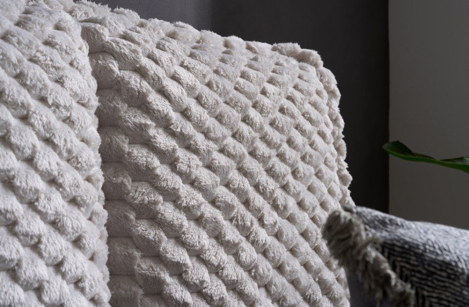 Weave tufted faux fur close up