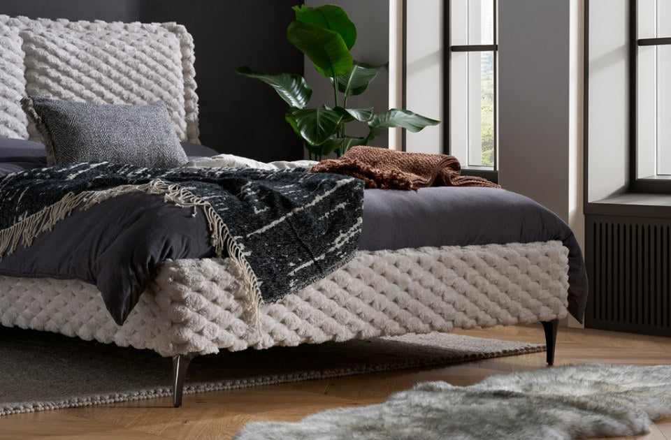Weave Faux Fur Bed Frame foot end