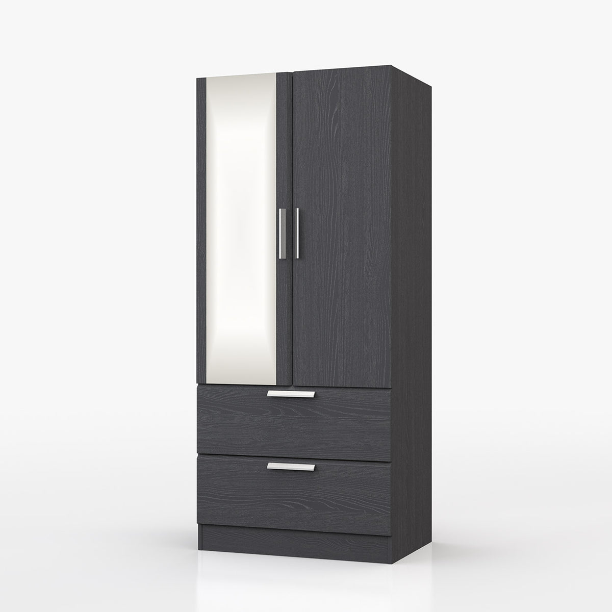 Waterford Graphite 2 Door 2 Drawer Wardrobe With Mirror