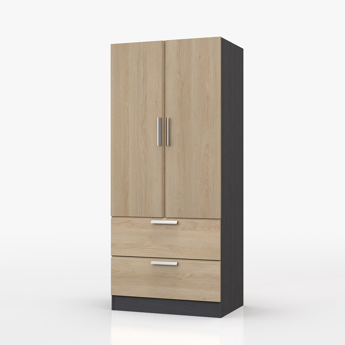 Waterford Graphite And Oak 2 Door 2 Drawer Wardrobe