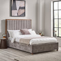 Whitemeadow Grey Upholstered King Size Bed Frame in a bedroom