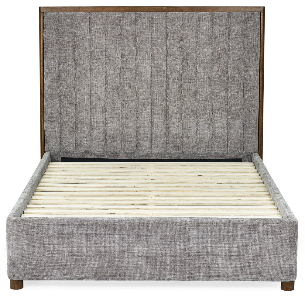 Whitemeadow Grey Upholstered King Size Bed Frame front view