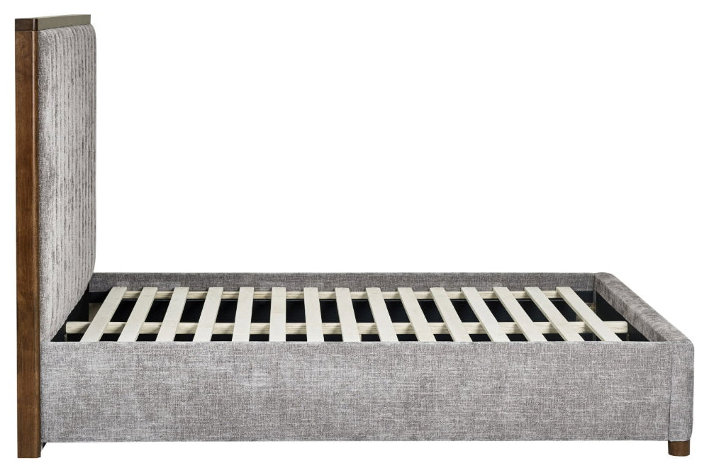 Whitemeadow Grey Upholstered King Size Bed Frame side view