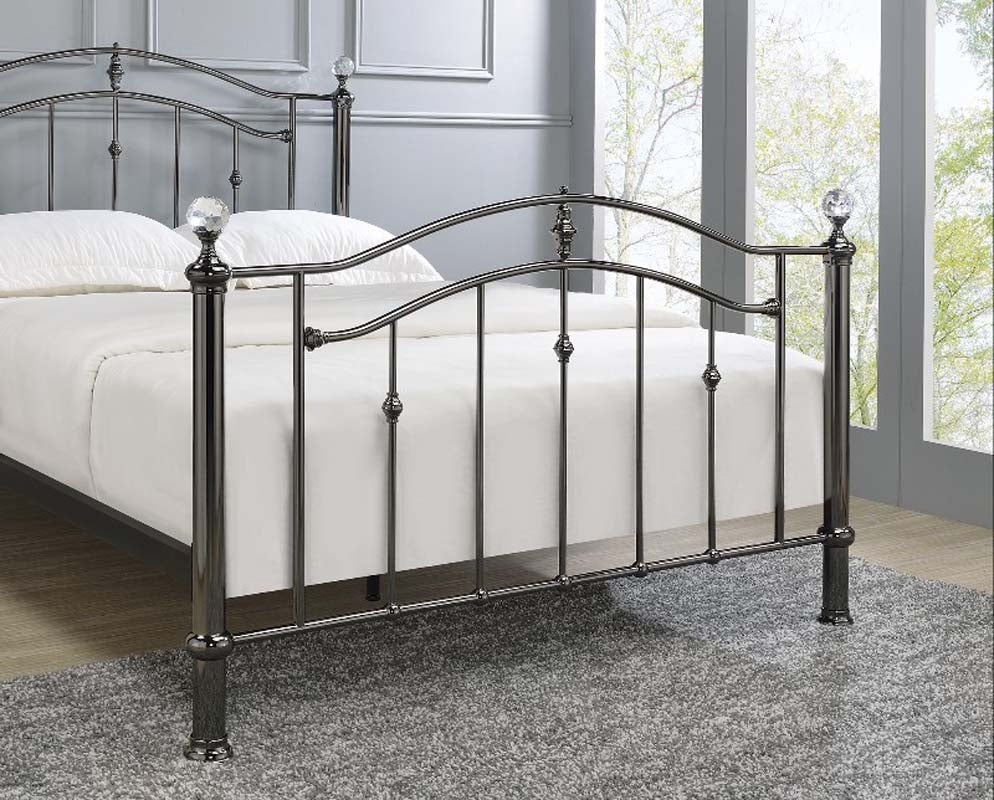 Callipso Black Chrome Dual Finial King Size Bed Frame