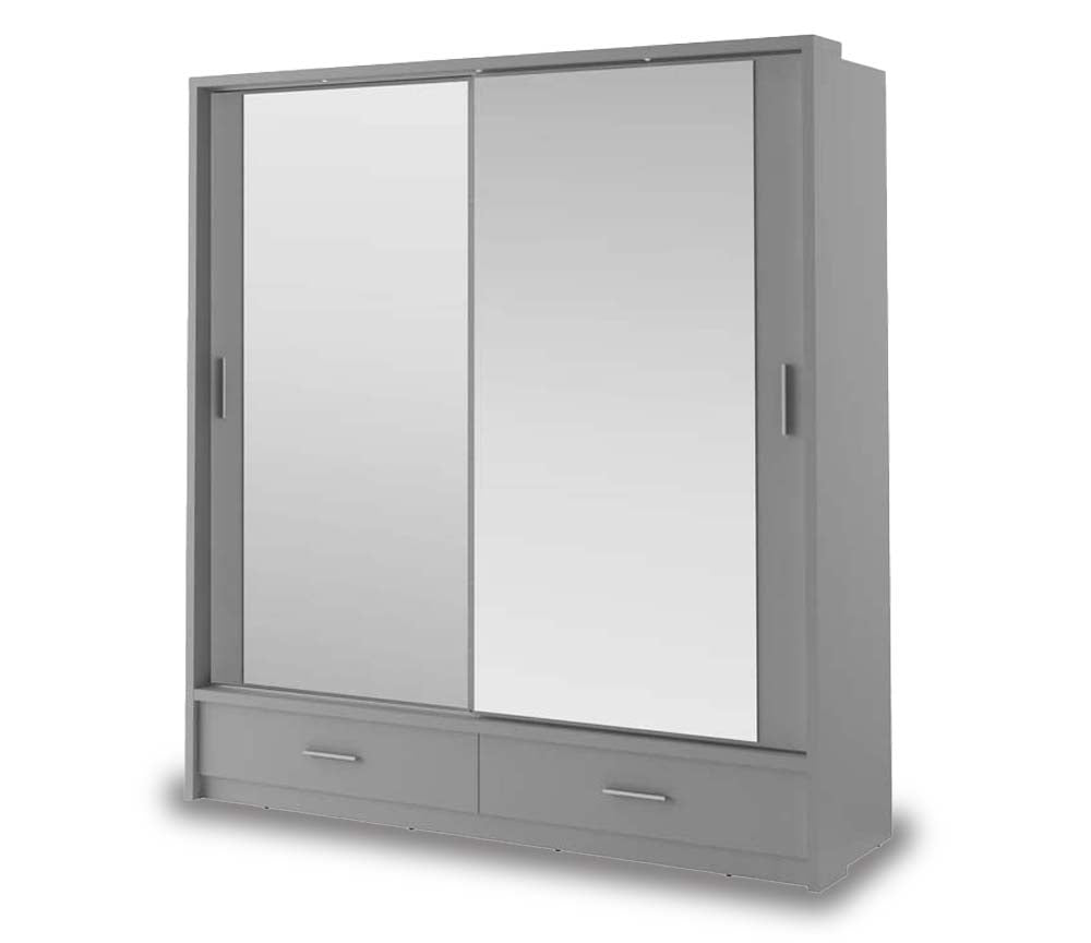 York Grey Sliding Door Wardrobe 200cm With Lights