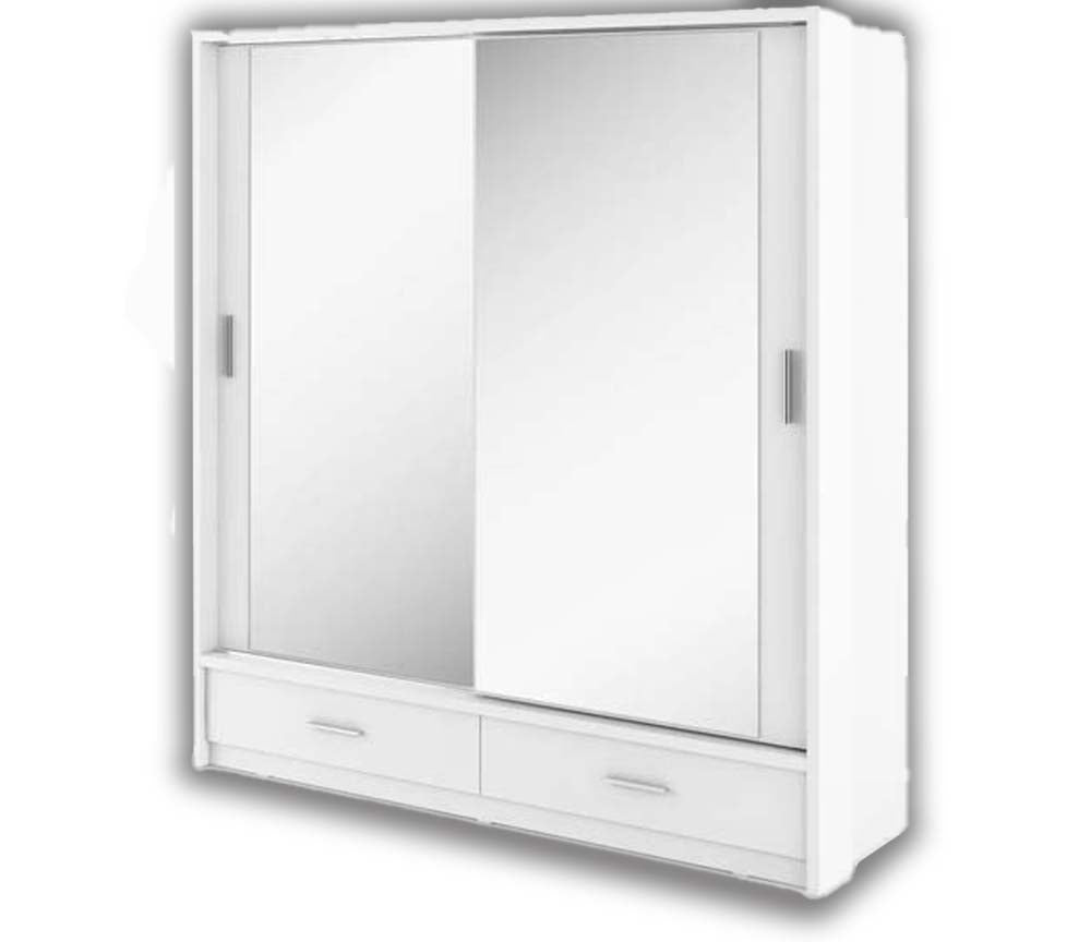 York White Sliding Door Wardrobe 200cm With Lights