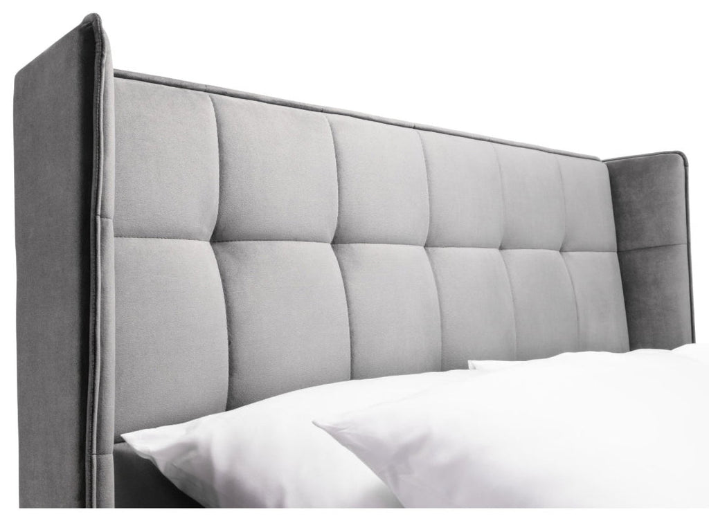 Yucatan Grey Velvet Double Bed Frame without mattress