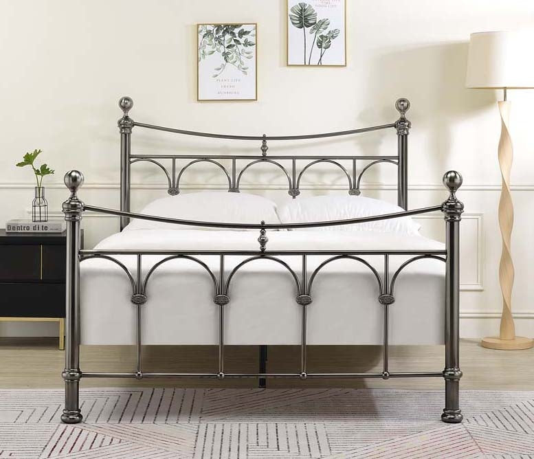 Gemma Nickel King Size Bed Frame