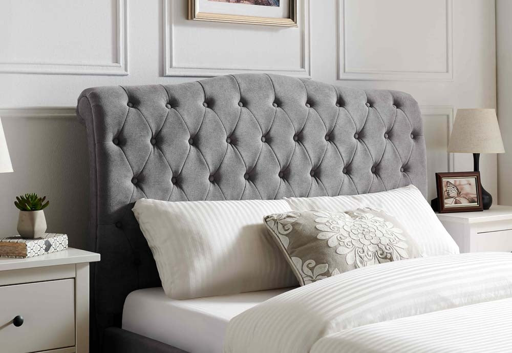 Rosemary Light Grey Double Bed Frame